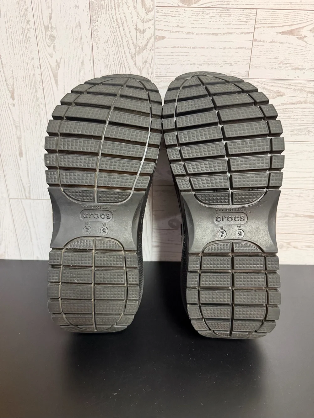 Crocs M7 W9 Black Platform Sandals Iconic Crocs Comfort Chunky Slides